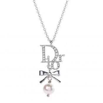 christian dior crystal pearl dior logo necklace silver|Christian Dior choker necklace gold.